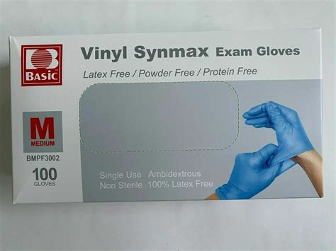 Basic Vinyl Synmax Exam Gloves 100 Gloves Medium Bmpf3002 Latex