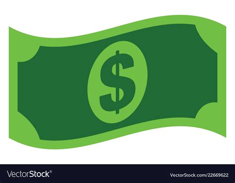 Waving Dollar Banknote Flat Icon Symbol Royalty Free Vector