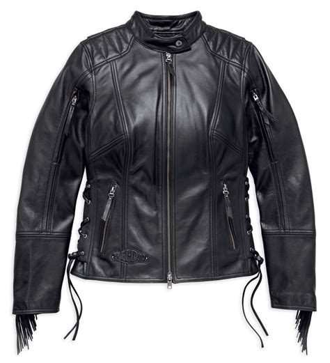 Harley Davidson® Womens Boone Fringed Leather Jacket Black 98013 18vw