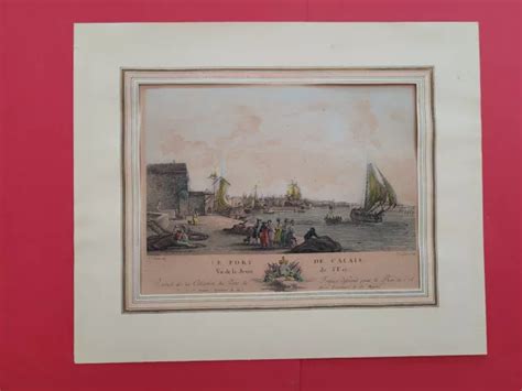 Ancienne Gravure Le Port De Calais Vu De La Jet E De Lest Ozanne