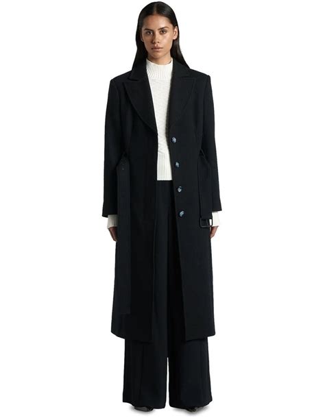 Cue Belted Wool Coat In Black Myer