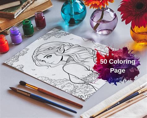 Elf Princess Coloring Pages For Kidsadults Printable Etsy