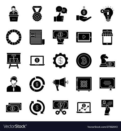 Pack Financial Solid Icons Royalty Free Vector Image