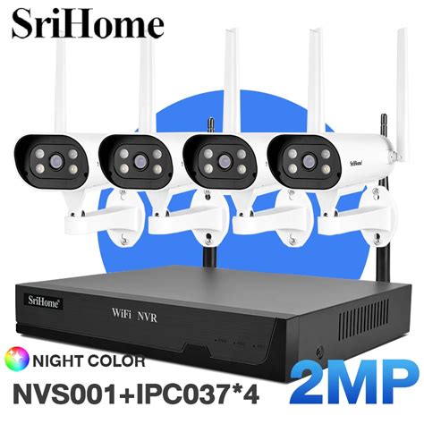 SriHome NVS001 2MP Wi Fi 8 Channel NVR Kit 4 IPC037 Wireless Cameras