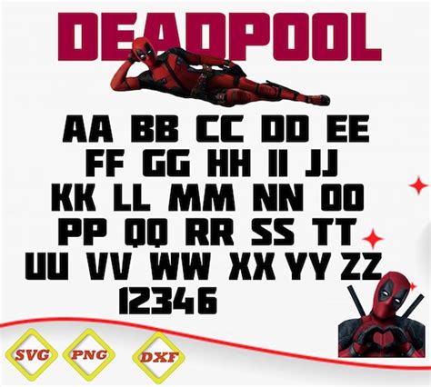 Deadpool Font Svg Dxf Deadpool Alphabet Numbers Etsy