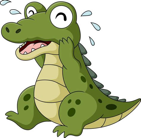 Cute Baby Crocodile Cartoon Sitting And Crying Vector Art At