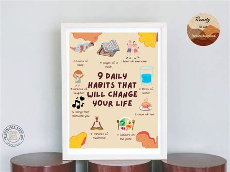 Daily Habits Mental Health Poster Mindfulness Poster Note Etsy