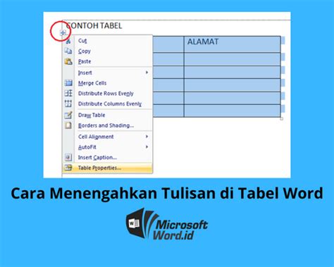 Menengahkan Tulisan Di Tabel Word Riset