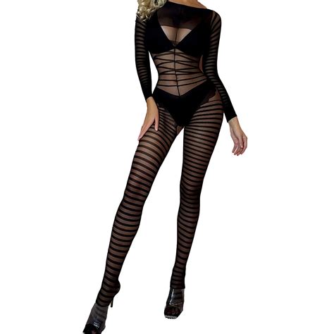 Alvivi Women S Mesh Sheer Full Bodysuit Lingerie Stretchy Fishnet