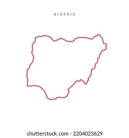 Nigeria Editable Outline Map Nigerian Red Stock Vector Royalty Free