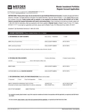 Fillable Online Meeder Investment Portfolios Regular Account