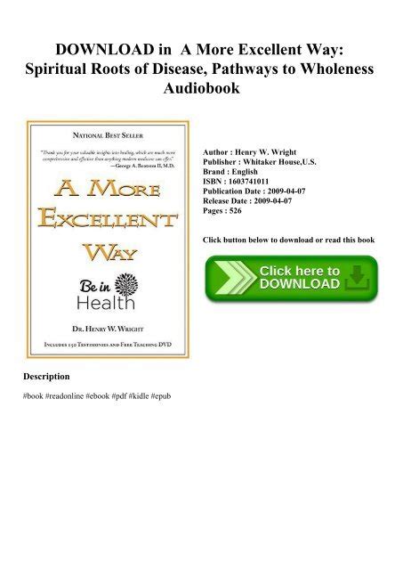 DOWNLOAD in PDF A More Excellent Way Spiritual Roots of Disease ...