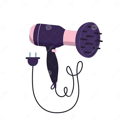 Hair Dryer With Diffuser Modern Electric Device To Blow And Dry Hair