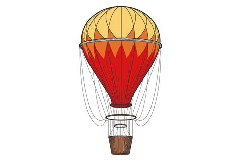 Flying Hot Air Balloon Hand Drawn Journ Graphic By Vectortatu