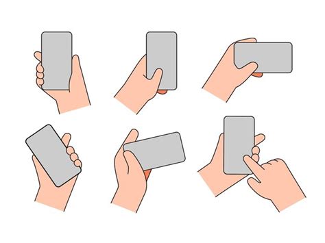 Premium Vector Hand Holding Mobile Phone Finger Touching Tapping