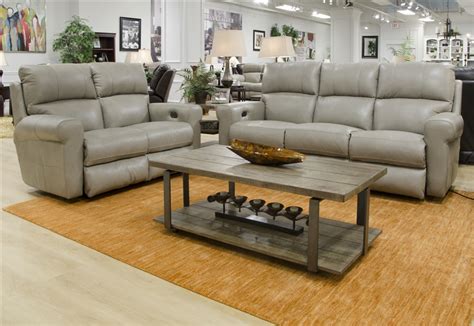 Torretta Power Lay Flat Reclining Sofa In Putty Leather By Catnapper 64571 P