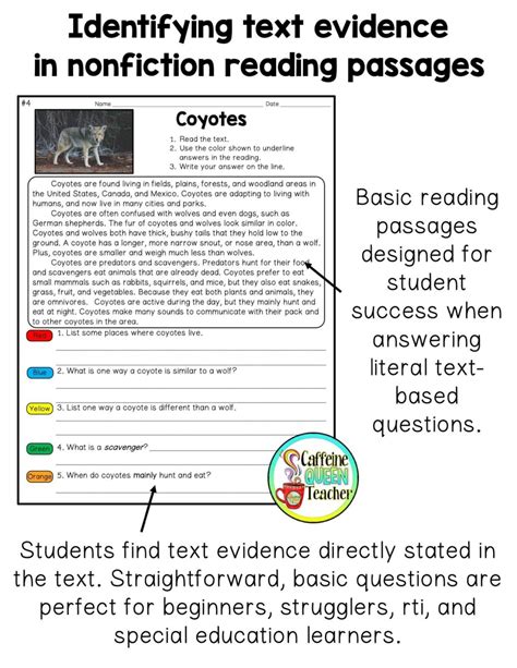 Citing Text Evidence Worksheet Th Grade