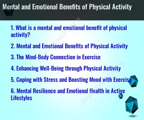 Mental And Emotional Benefits Of Physical Activity Joyanswer Org