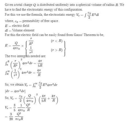 A Total Charge Q Is Distributed Uniformly Into A Spherical Volume Of