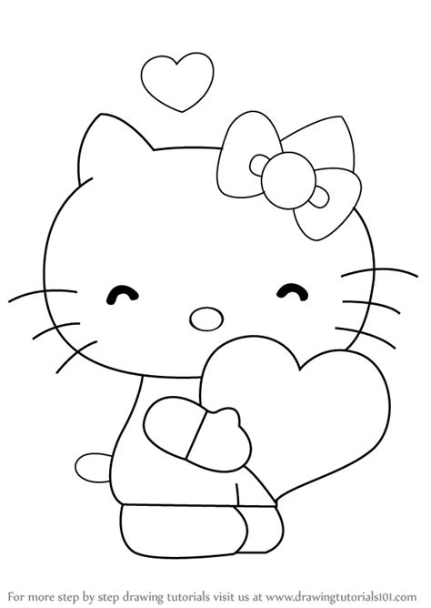 Learn How to Draw Hello Kitty with Heart (Hello Kitty) Step by Step ...