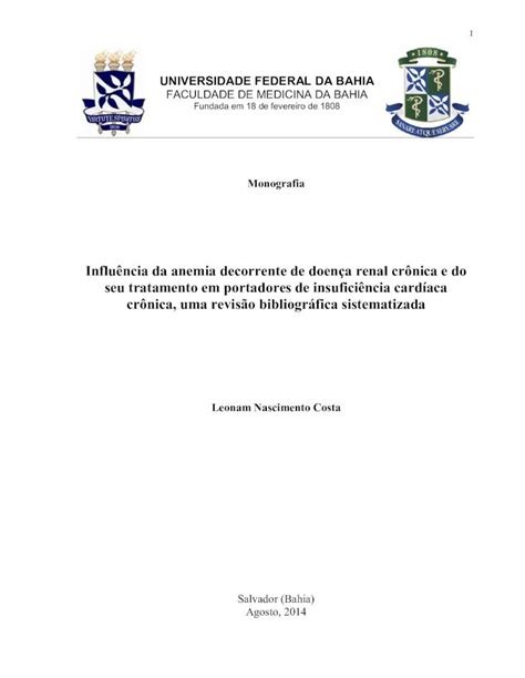 PDF Influência da anemia decorrente de doença renal crônica e