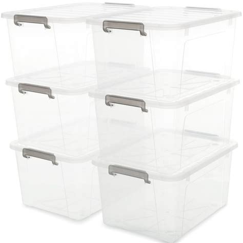 Citylife 44 Qt Clear See Thru Xlarge Big Plastic Storage Bins Long