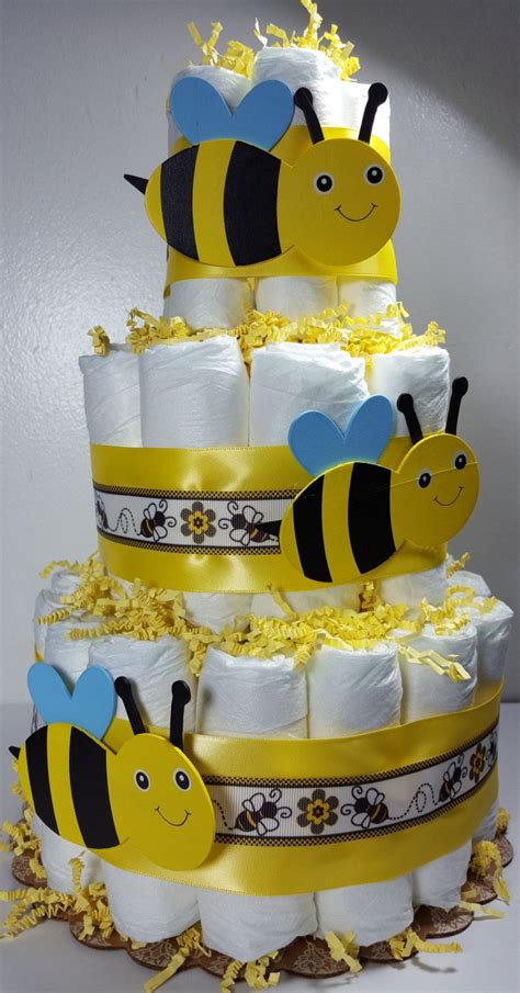 3 Tier Diaper Cake Bumble Bee Theme Neutral