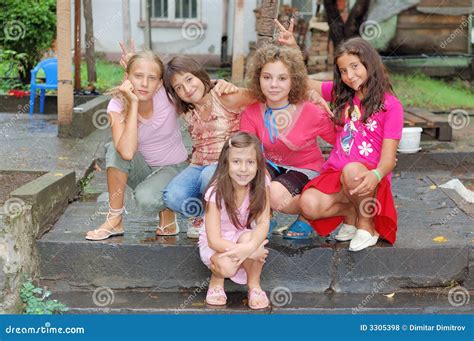 Happy Group Of Girls Stock Photo Image Of Pretty Children 3305398