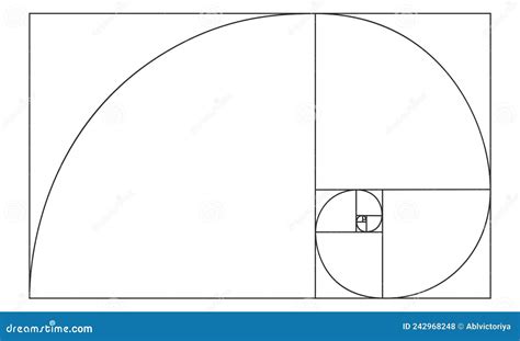 Signo De Proporción Dorada Espiral Logarítmica En Rectángulo Forma