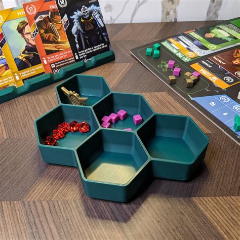 Stackable Hexagon Board Game Player Trays Bin Game Piece Token And