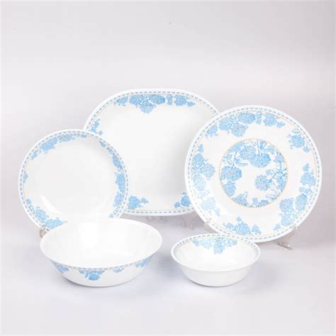 Corelle Gold Premium Series Blue Hydrangea 20pcs Shopee Malaysia