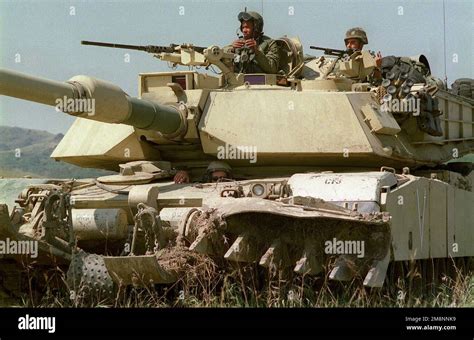 Medium Shot Left Side Front View Of A Desert Camouflaged M A Abrams