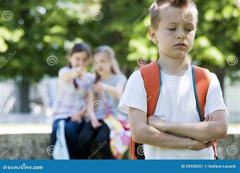 Two Girls Mocking A Boy Stock Image Image Of Elementary 25928351