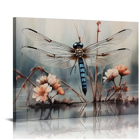 Jeuxus Abstract Painting Dragonfly Canvas Wall Art Dragonfly Painting