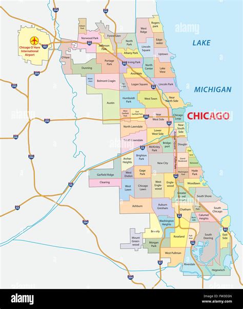 Chicago Road And Neighborhood Map Stock Vector Image And Art Alamy