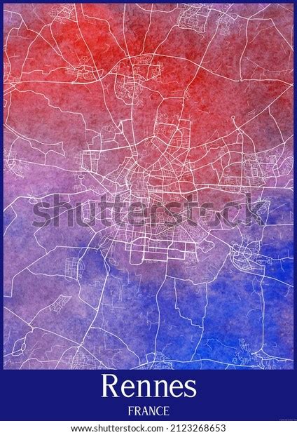 Watercolor Map Rennes Francethis Map Contains Stock Illustration