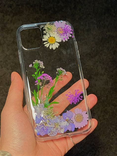 Resin Flower Iphone Case Resin Phone Case Handmade Real Etsy