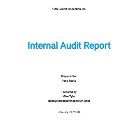 Free Food Safety Internal Audit Report Template Pdf Word Doc