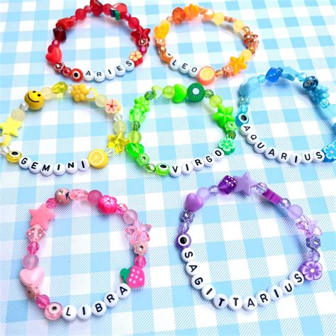 Zodiac Sign Beaded Bracelet Star Rising Moon Sign Bracelet Evil