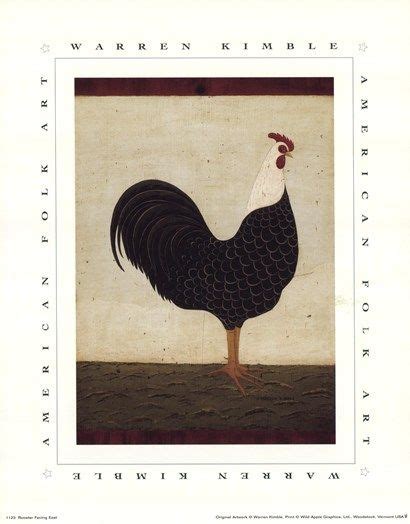 Rooster Facing East By Warren Kimble Naive Painting Sale Artwork