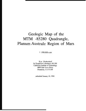 Fillable Online Trs New Jpl Nasa Geologic Map Of The MTM 85280