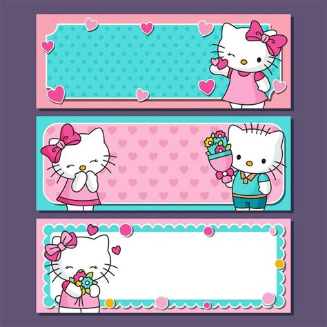 Cute Cat Couple Character Banners Set 24586811 Vector Art At Vecteezy