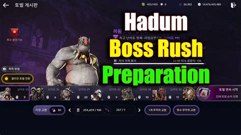 Black Desert Mobile Hadum Boss Rush Preparation Youtube