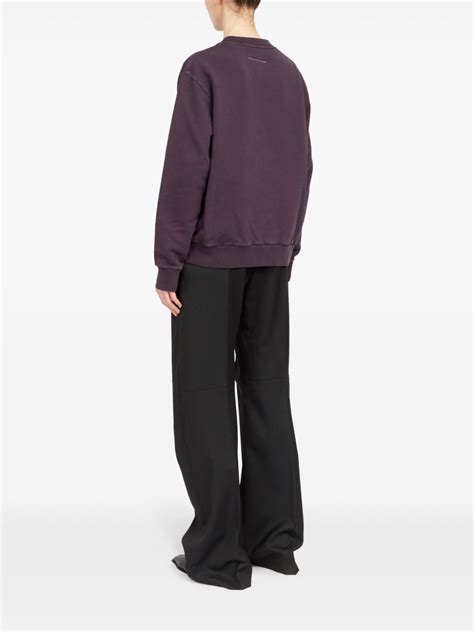 MM6 Maison Margiela Numbers Print Cotton Sweatshirt Purple FARFETCH