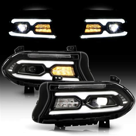 2015 2023 Dodge Charger Halogen Model Upgrade Full Led Headlights Black Housing Clear Lens