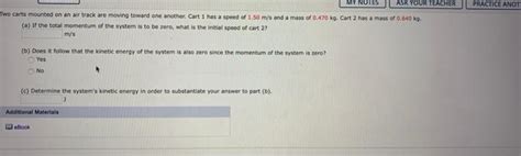 Solved Practice Anoti My Notes Ask Your Teacher Two Carts Chegg