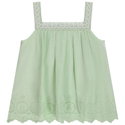 Orchestra Tunique Sans Manches Avec Broderie Anglaise Pour Fille Vert