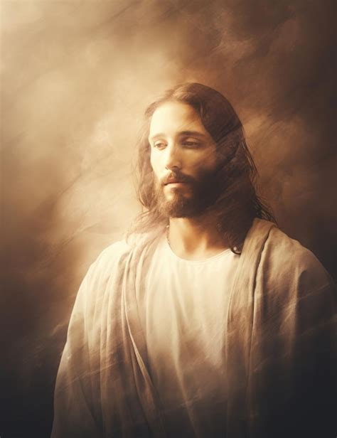 Premium Ai Image Jesus Standing In Front Of A Dark Background With