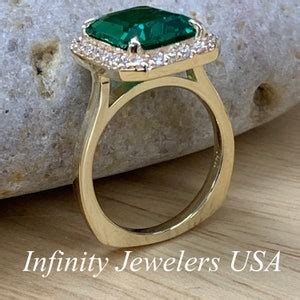 Emerald Engagement Ring, Emerald Green Engagement Ring, Moissanite Halo Engagement Ring ...