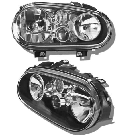 For 99 06 Vw Golf Gti Mk4 Black Headlights Pair Wbuilt In Projector